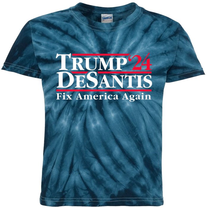 Trump DeSantis 2024 Donald Trump Ron DeSantis For President Kids Tie-Dye T-Shirt