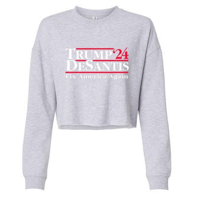 Trump DeSantis 2024 Donald Trump Ron DeSantis For President Cropped Pullover Crew