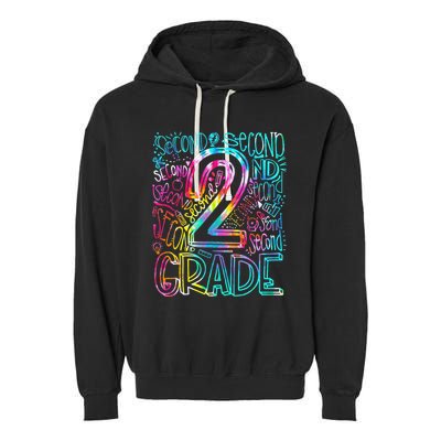 Tie Dye 2nd Grade Typography Team Second Grade Teacher Garment-Dyed Fleece Hoodie