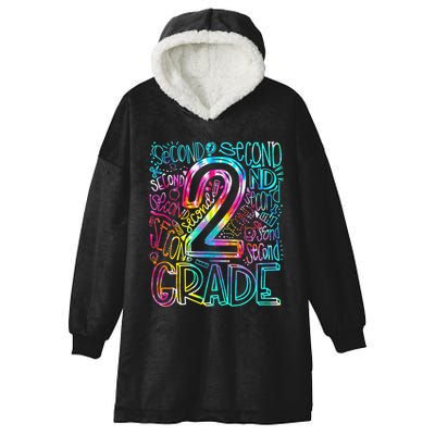 Tie Dye 2nd Grade Typography Team Second Grade Teacher Hooded Wearable Blanket