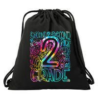 Tie Dye 2nd Grade Typography Team Second Grade Teacher Drawstring Bag