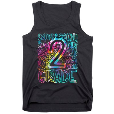 Tie Dye 2nd Grade Typography Team Second Grade Teacher Tank Top
