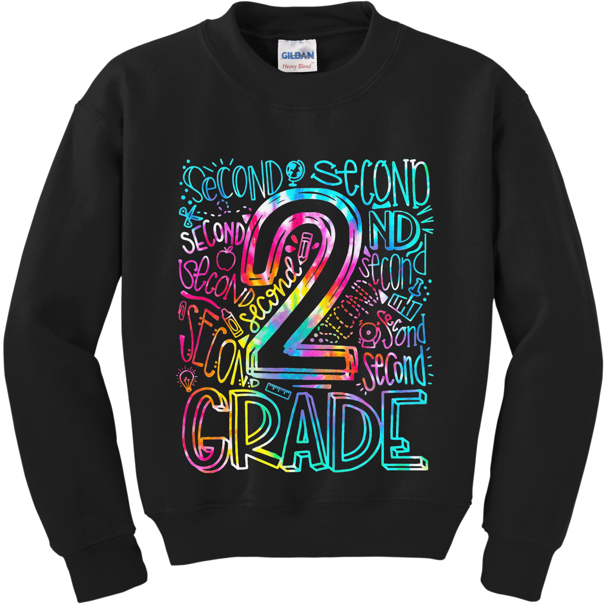 Tie Dye 2nd Grade Typography Team Second Grade Teacher Kids Sweatshirt