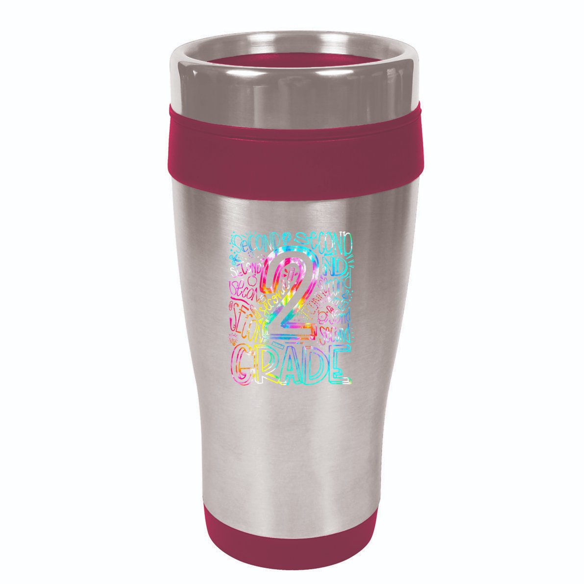 Tie Dye 2nd Grade Typography Team Second Grade Teacher 16oz Travel Tumbler