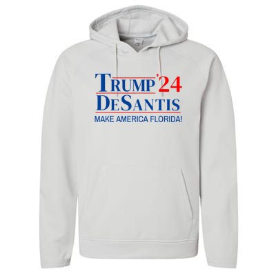 Trump DeSantis 2024 Make America Florida Republican Vintage Performance Fleece Hoodie