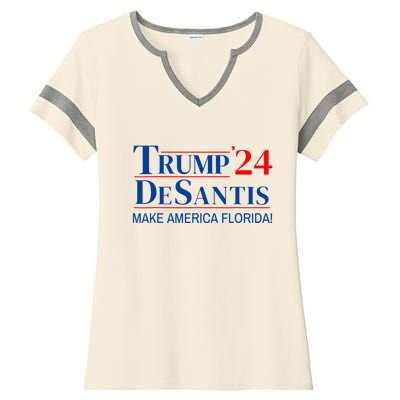 Trump DeSantis 2024 Make America Florida Republican Vintage Ladies Halftime Notch Neck Tee