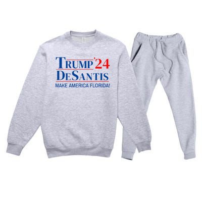 Trump DeSantis 2024 Make America Florida Republican Vintage Premium Crewneck Sweatsuit Set