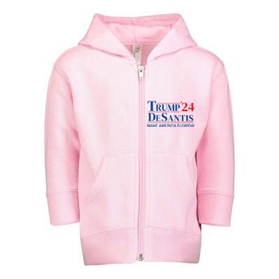 Trump DeSantis 2024 Make America Florida Republican Vintage Toddler Zip Fleece Hoodie