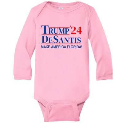 Trump DeSantis 2024 Make America Florida Republican Vintage Baby Long Sleeve Bodysuit