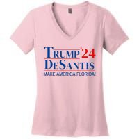 Trump DeSantis 2024 Make America Florida Republican Vintage Women's V-Neck T-Shirt