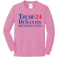 Trump DeSantis 2024 Make America Florida Republican Vintage Kids Long Sleeve Shirt