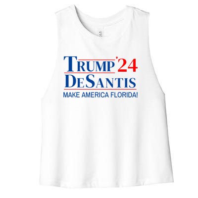 Trump DeSantis 2024 Make America Florida Republican Vintage Women's Racerback Cropped Tank