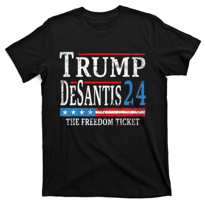 Trump Desantis 2024 The Freedom Ticket Usa Flag T-Shirt