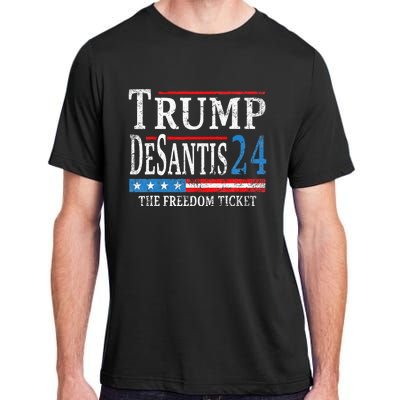 Trump Desantis 2024 The Freedom Ticket Usa Flag Adult ChromaSoft Performance T-Shirt