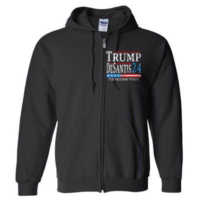 Trump Desantis 2024 The Freedom Ticket Usa Flag Full Zip Hoodie