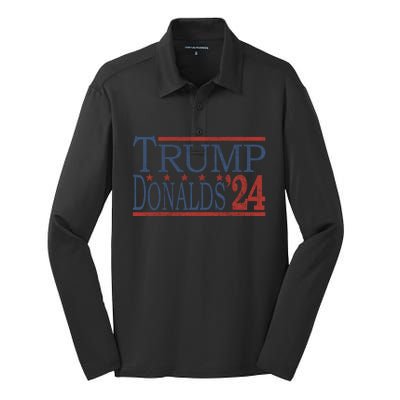 Trump Donalds 2024 Election For Republicans Trump 2024 Cool Gift Silk Touch Performance Long Sleeve Polo