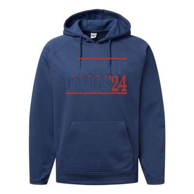 Trump Donalds 2024 Election For Republicans Trump 2024 Cool Gift Performance Fleece Hoodie