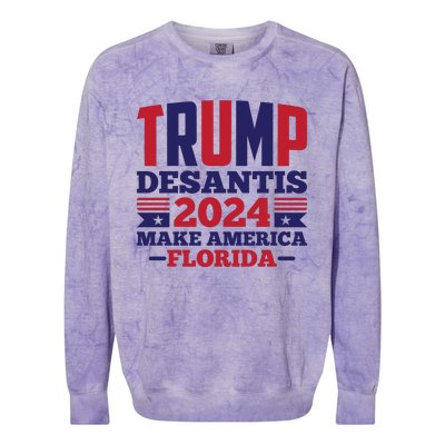 Trump Desantis 2024 Make America Florida Graphic Colorblast Crewneck Sweatshirt