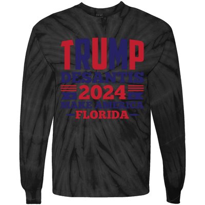 Trump Desantis 2024 Make America Florida Graphic Tie-Dye Long Sleeve Shirt