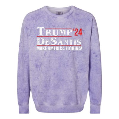 Trump DeSantis 24 Makes America Florida 2024 Colorblast Crewneck Sweatshirt