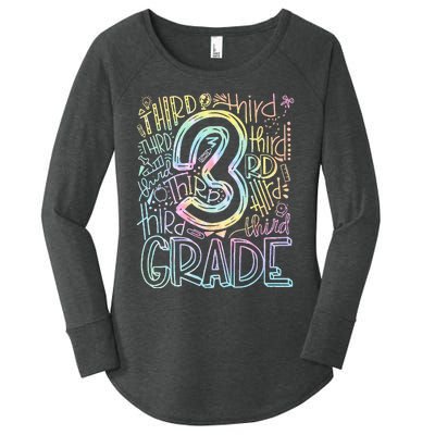 Tie Dye 3rd Grade Typography Students Teacher Back To School Women's Perfect Tri Tunic Long Sleeve Shirt