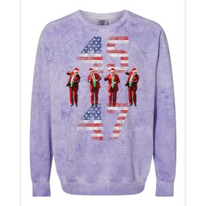 Trump Dance 45 47 American Flag Xmas Pajamas Colorblast Crewneck Sweatshirt