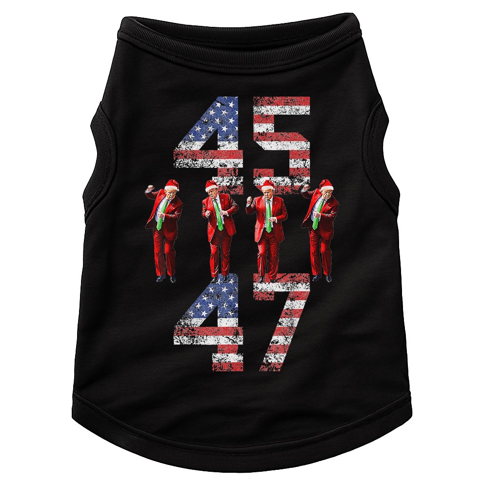 Trump Dance 45 47 American Flag Xmas Pajamas Doggie Tank