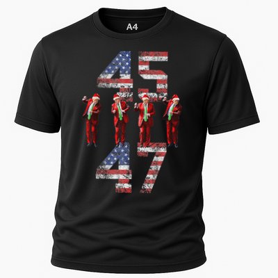 Trump Dance 45 47 American Flag Xmas Pajamas Cooling Performance Crew T-Shirt