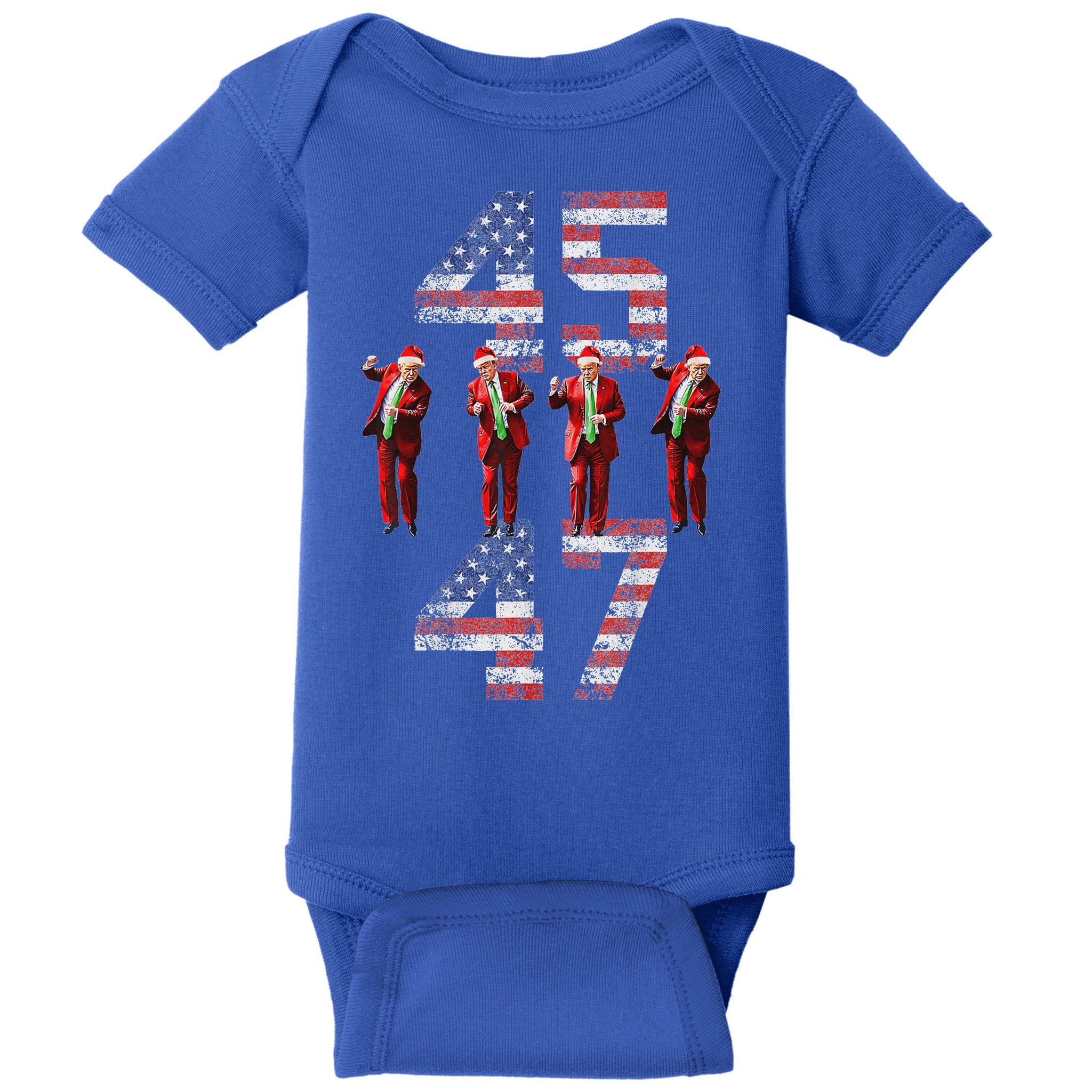 Trump Dance 45 47 American Flag Xmas Pajamas Baby Bodysuit