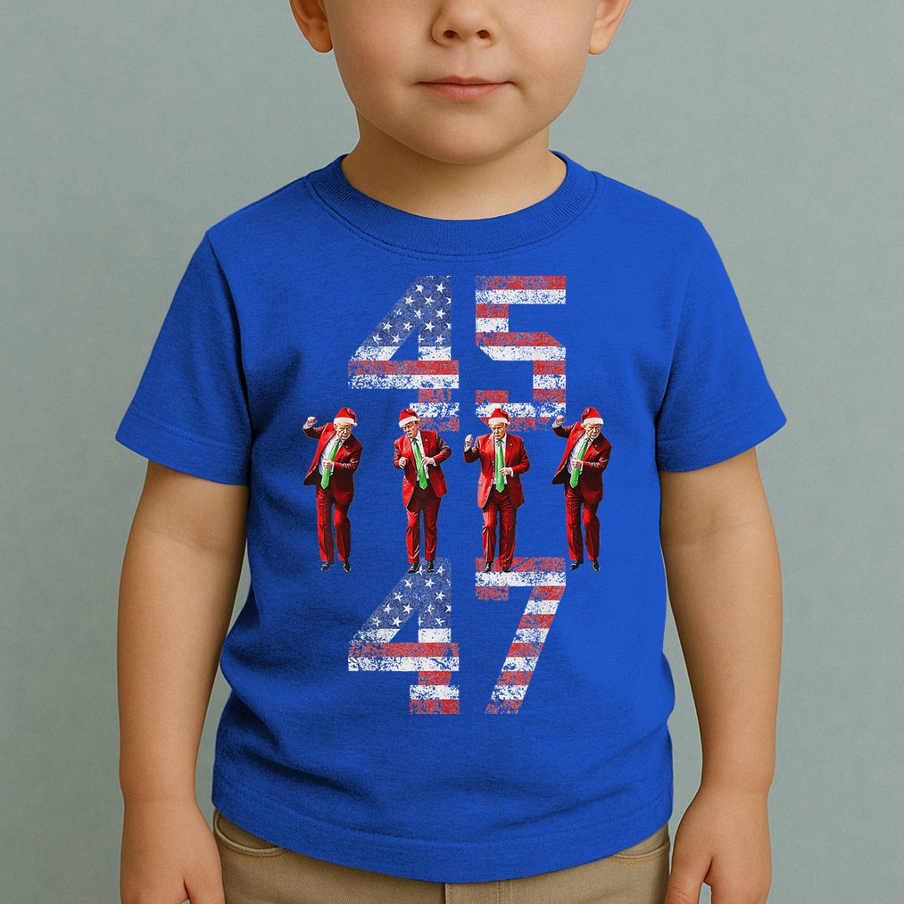Trump Dance 45 47 American Flag Xmas Pajamas Toddler T-Shirt