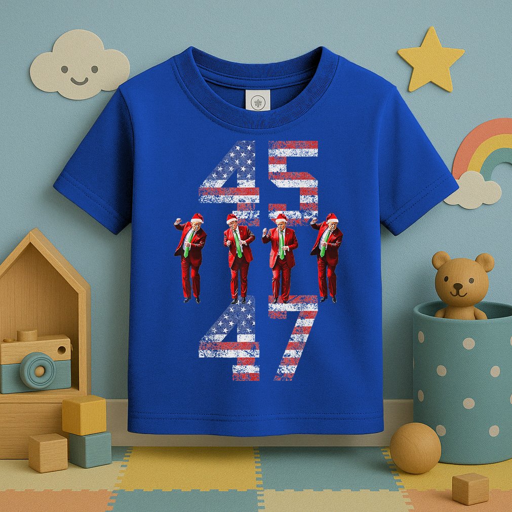 Trump Dance 45 47 American Flag Xmas Pajamas Toddler T-Shirt