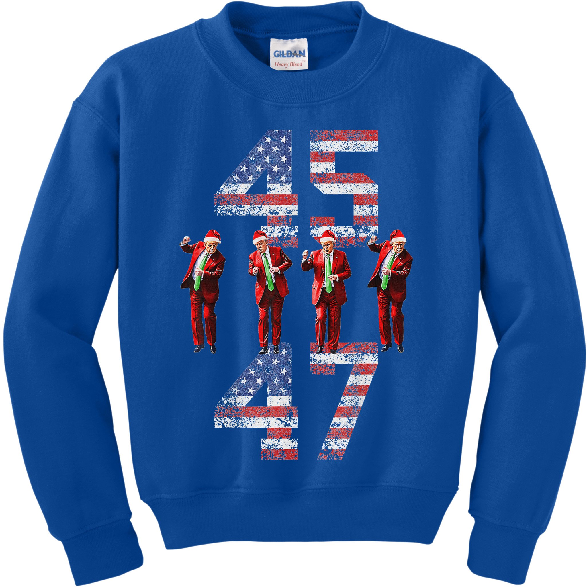 Trump Dance 45 47 American Flag Xmas Pajamas Kids Sweatshirt