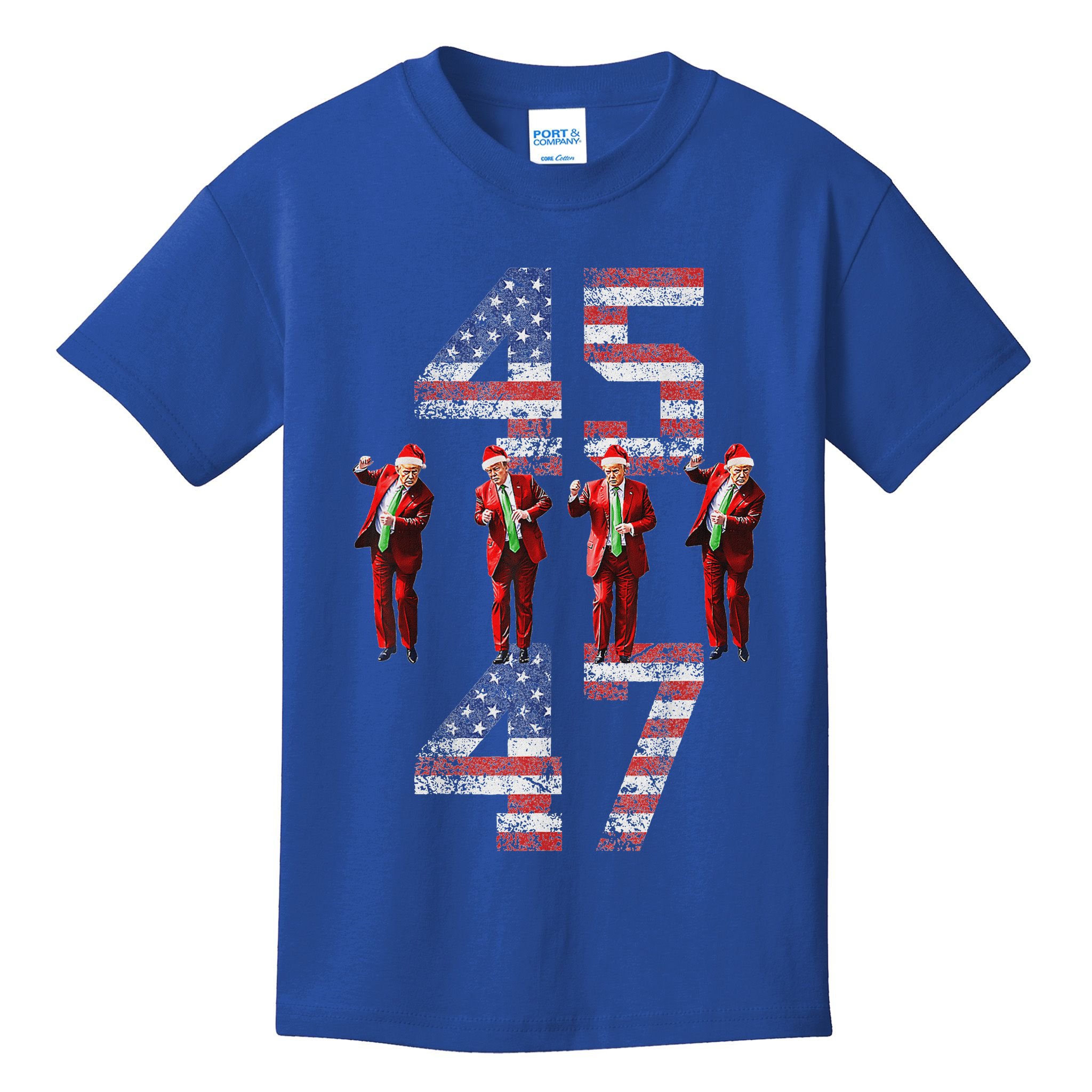 Trump Dance 45 47 American Flag Xmas Pajamas Kids T-Shirt