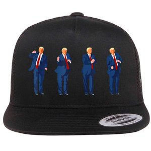 Trump Dance 4th Of July Trump 2024 Flat Bill Trucker Hat