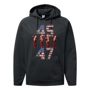 Trump Dance 45 47 American Flag Trump Xmas Pajamas Holiday Performance Fleece Hoodie