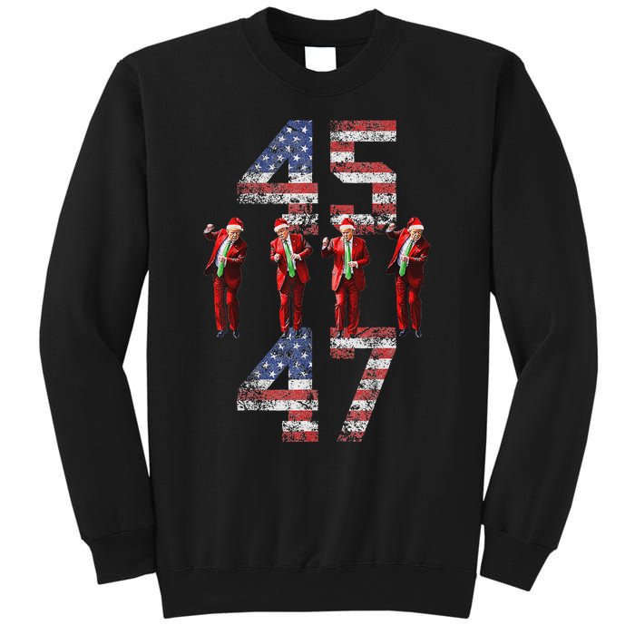 Trump Dance 45 47 American Flag Trump Xmas Pajamas Holiday Sweatshirt