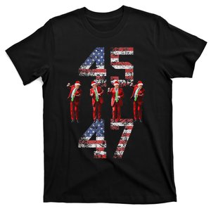 Trump Dance 45 47 American Flag Trump Xmas Pajamas Holiday T-Shirt