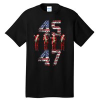 Trump Dance 45 47 American Flag Trump Xmas Pajamas Holiday Tall T-Shirt