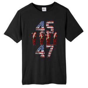 Trump Dance 45 47 American Flag Trump Xmas Pajamas Holiday Tall Fusion ChromaSoft Performance T-Shirt