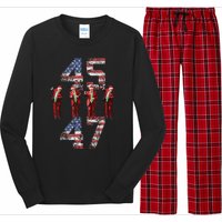 Trump Dance 45 47 American Flag Trump Xmas Pajamas Holiday Long Sleeve Pajama Set