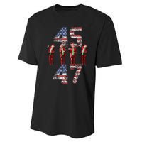 Trump Dance 45 47 American Flag Trump Xmas Pajamas Holiday Performance Sprint T-Shirt