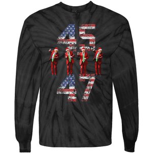 Trump Dance 45 47 American Flag Trump Xmas Pajamas Holiday Tie-Dye Long Sleeve Shirt