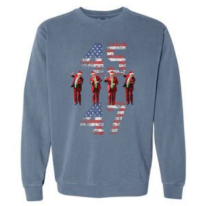 Trump Dance 45 47 American Flag Trump Xmas Pajamas Holiday Garment-Dyed Sweatshirt