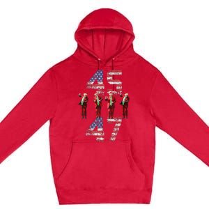 Trump Dance 45 47 American Flag Trump Xmas Pajamas Holiday Premium Pullover Hoodie