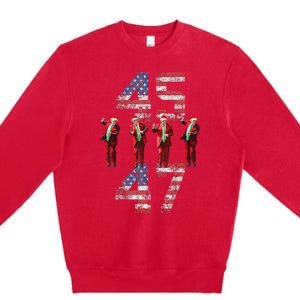 Trump Dance 45 47 American Flag Trump Xmas Pajamas Holiday Premium Crewneck Sweatshirt