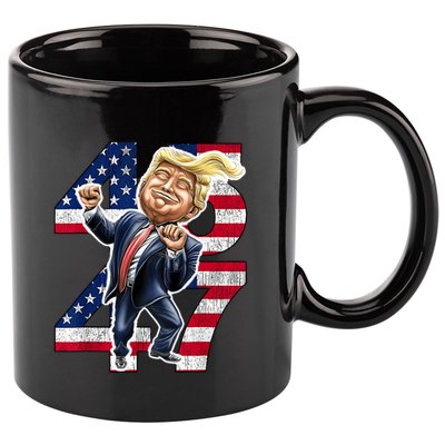 Trump Dance 45 47 American Flag Trump 2024 11oz C Handle Ceramic Mug