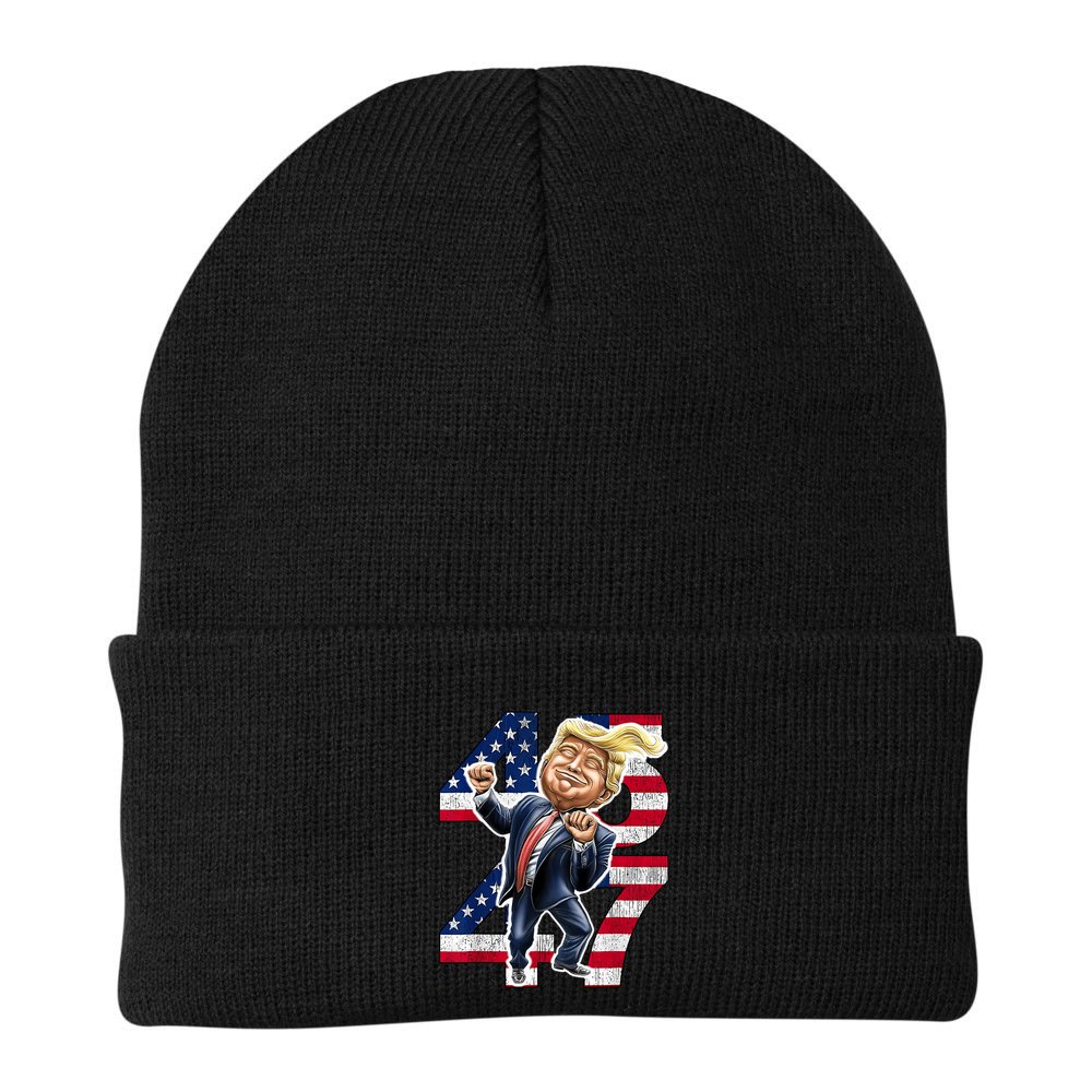 Trump Dance 45 47 American Flag Trump 2024 Beanie