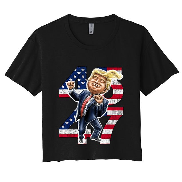Trump Dance 45 47 American Flag Trump 2024 Crop Top