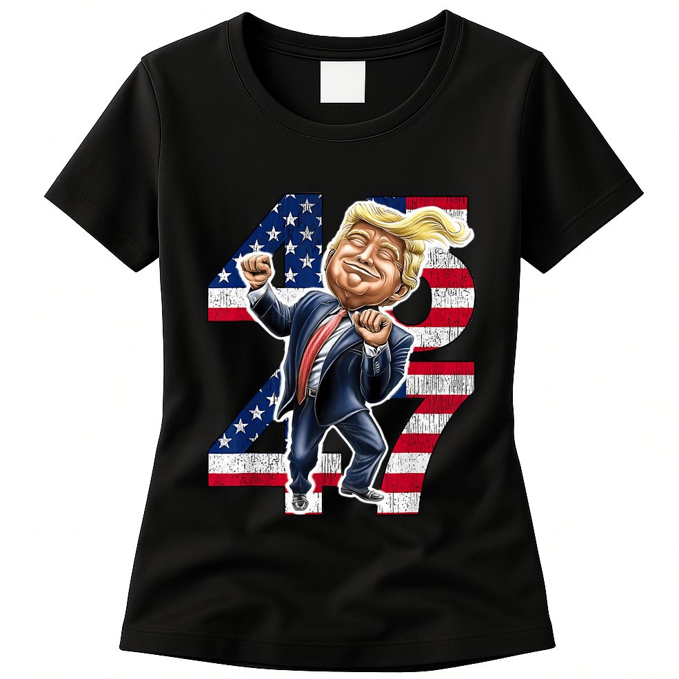 Trump Dance 45 47 American Flag Trump 2024 Womens T-Shirt