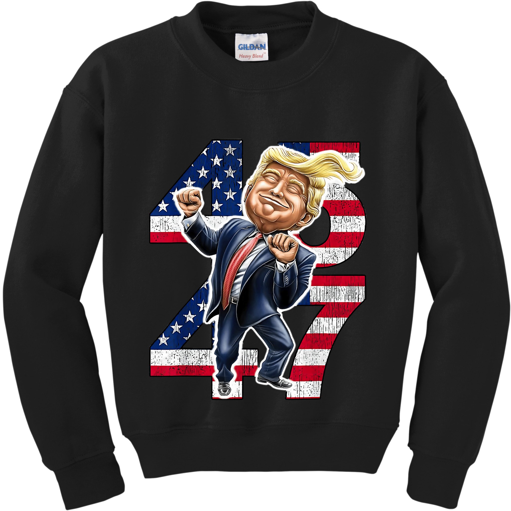 Trump Dance 45 47 American Flag Trump 2024 Kids Sweatshirt